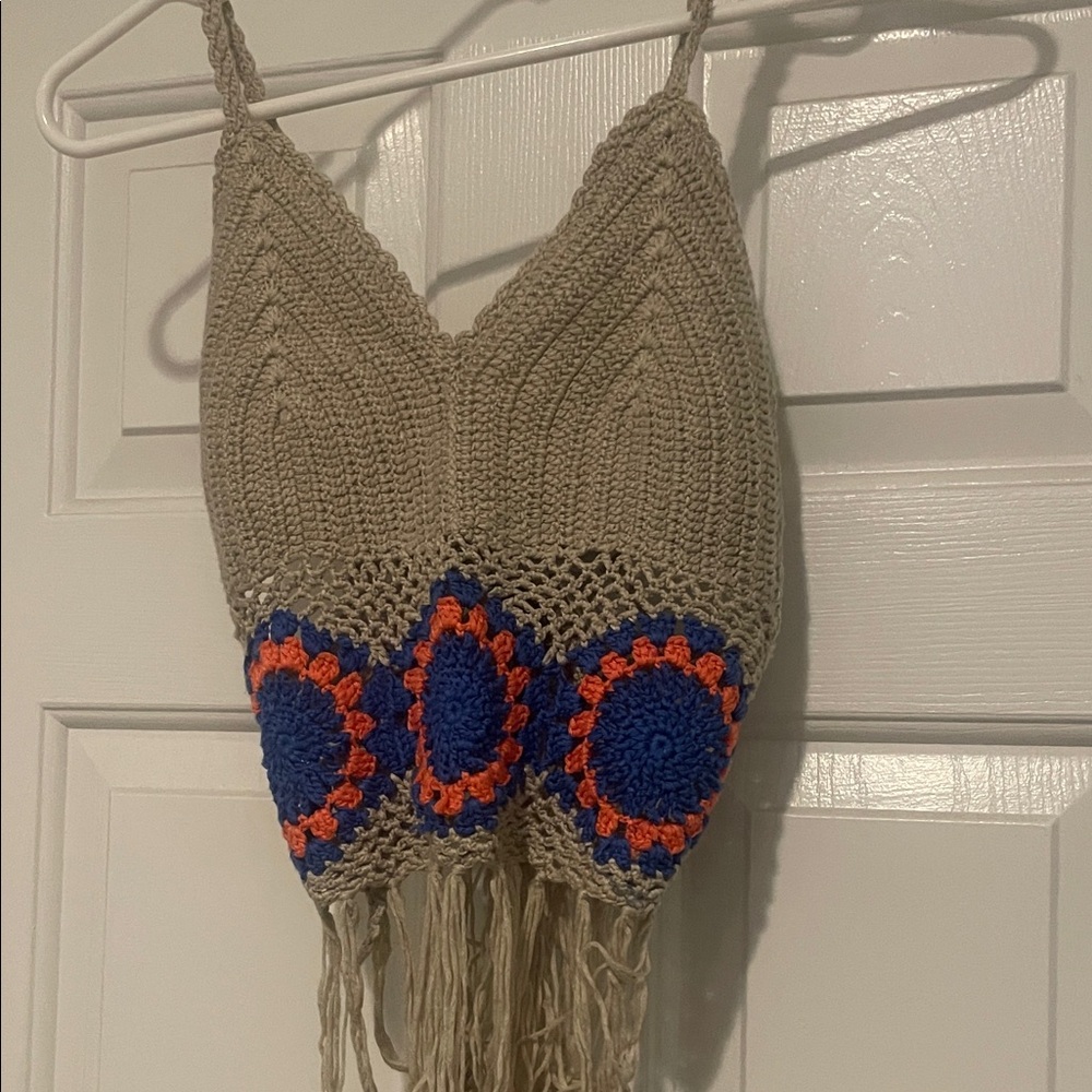 Say What? Beige Crochet Halter Top